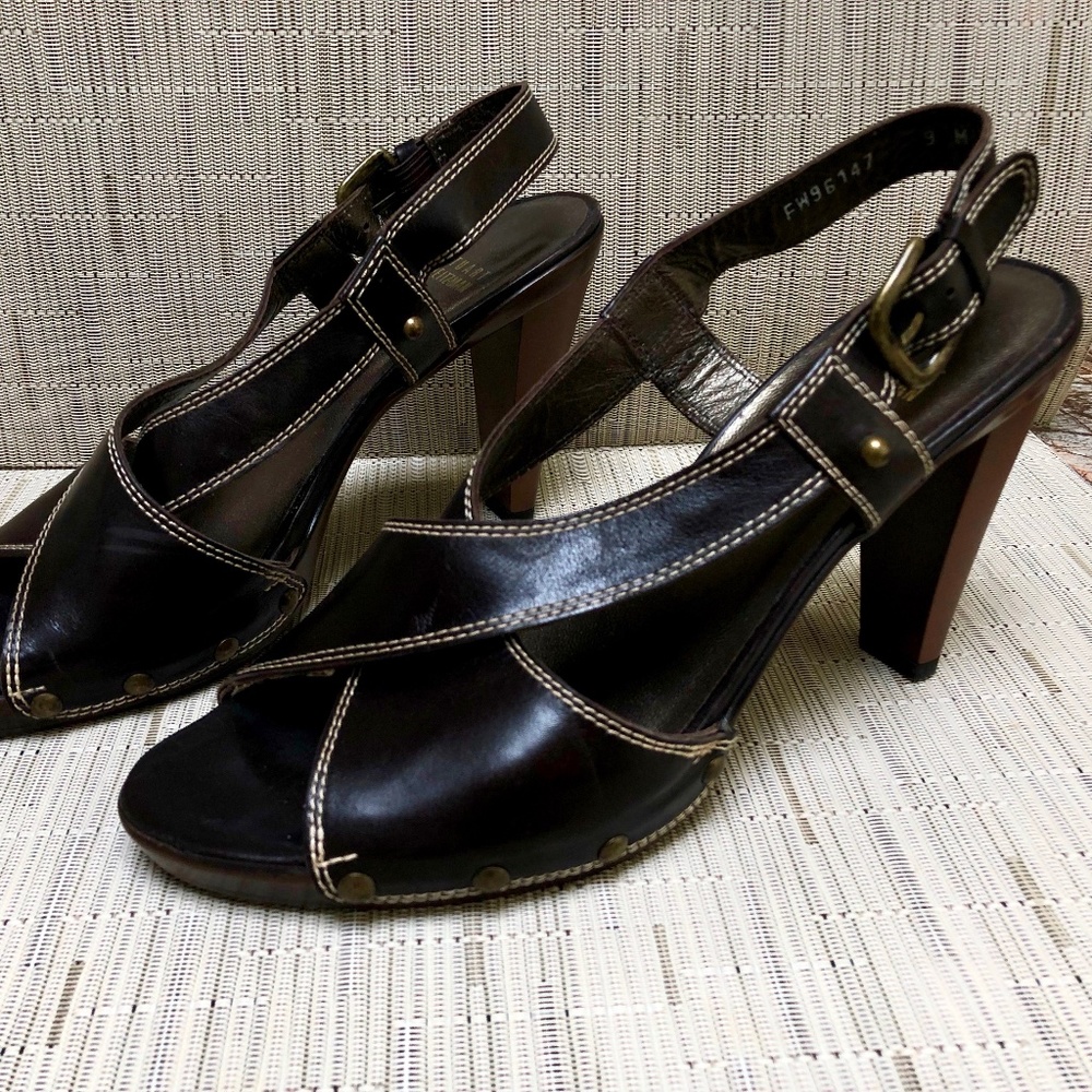 Stuart Weitzman brown leather high heel sandals size 9